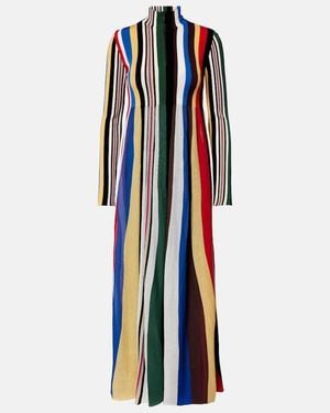 Loewe Ribbed-Knit Striped Maxi Dress - Blue