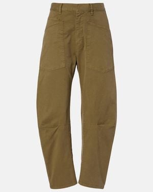 Nili Lotan Shon Cotton Twill Barrel-Leg Pants - Green