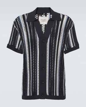 Frescobol Carioca Pinto Crochet Striped Cotton Shirt - Black