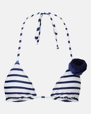 SAME Rose 90S Floral-Applique Bikini Top - Blue