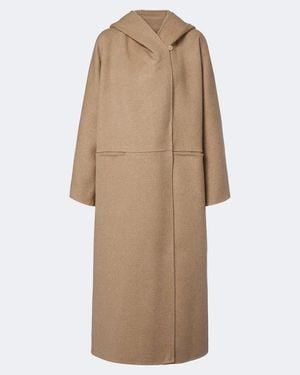 Max Mara Hooded Camel Hair And Mohair Coat - Natural