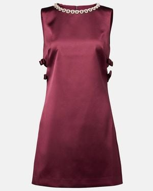 Self-Portrait Crystal-Embellished Cut-Out Satin Mini Dress - Purple