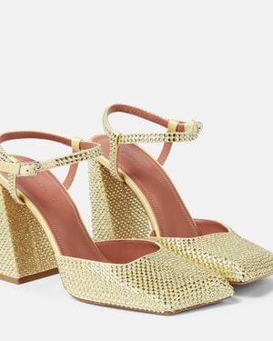 AMINA MUADDI Charlotte 95 Crystal-Embellished Satin Court Shoes - Natural