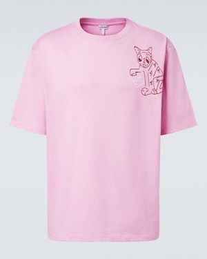 Loewe X Louis Wain Cotton-Blend Anagram Cat Loose T-Shirt - Pink