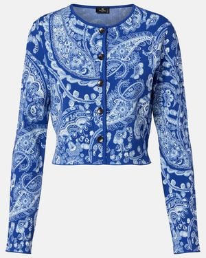 Etro Cropped-Cardigan Aus Jacquard - Blau