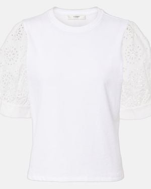FRAME The Deco Broderie Anglaise Cotton T-Shirt - White