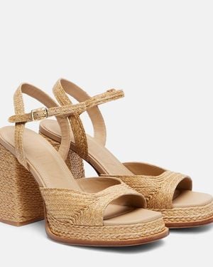 Souliers Martinez Gracia 95 Raffia Platform Sandals - Natural