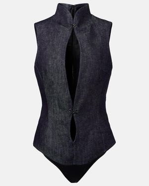Mugler Body Aus Denim - Blau