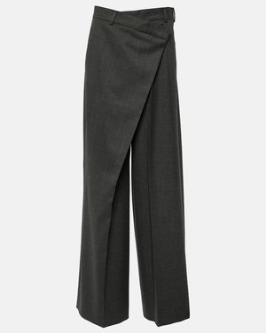 Acne Studios Asymmetric Mid-Rise Wide-Leg Pants - Gray