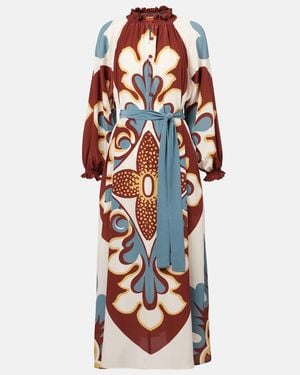 La DoubleJ Cerere Silk Crepe De Chine Midi Dress - Red