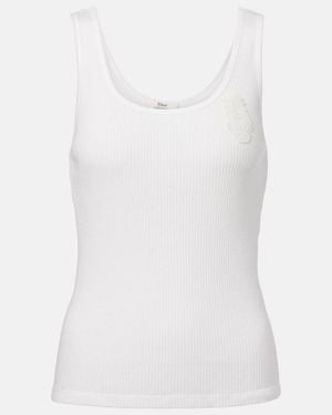 Chloé Chloã Ribbed Jersey Top - White