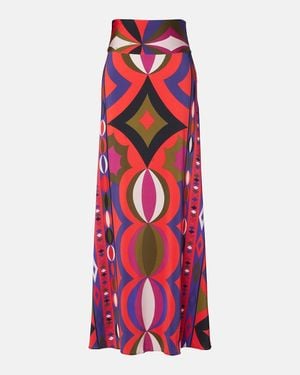 PUCCI Printed Jersey Satin Maxi Skirt - Red