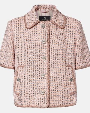 Etro Cropped Tweed Jacket - Pink