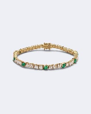 Suzanne Kalan 18Kt Tennis Bracelet With Diamonds And Emeralds - White