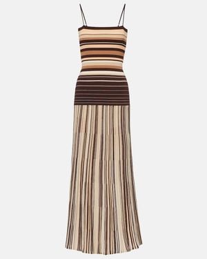 Faithfull the Brand Esenia Striped Cotton-Blend Midi Dress - Natural