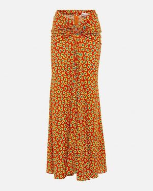 Rabanne Low-Rise Printed Jersey Maxi Skirt - Orange