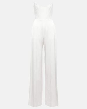 Alex Perry Bridal Slaine Satin-Crepe Jumpsuit - White