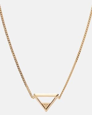 Prada Logo Chain Necklace - Metallic
