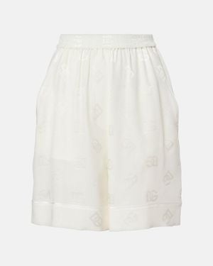 Dolce & Gabbana Dg Silk Satin Jacquard Shorts - White