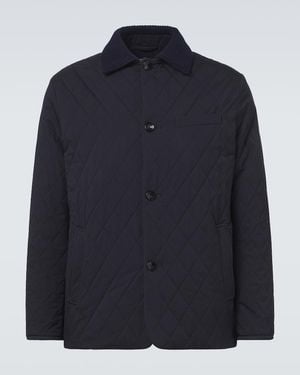 Agnona Quilted Wool-Trimmed Jacket - Blue