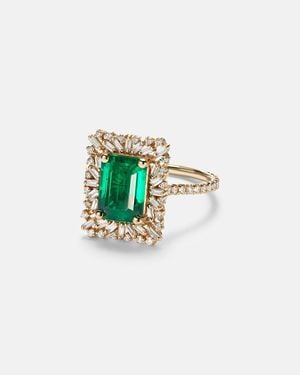 Suzanne Kalan Ring Aus 18Kt Gelbgold Mit Diamanten Und Smaragd - Weiß