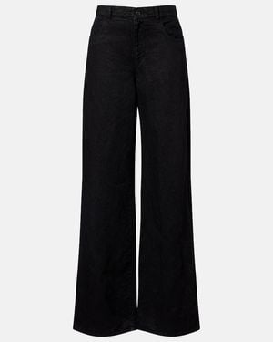 The Row Jeans Anchos Eglitta De Lino - Negro