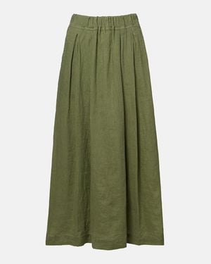 Velvet Linda Linen Midi Skirt - Green
