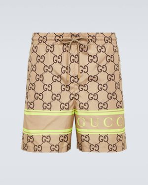 Gucci GG Nylon Drawstring Swim Trunks - Natural
