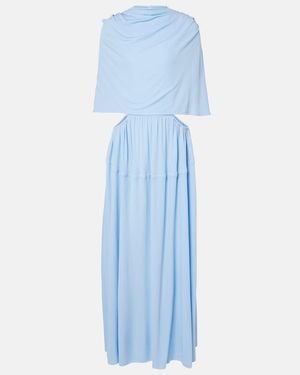 Proenza Schouler Frankie Caped Jersey Maxi Dress - Blue