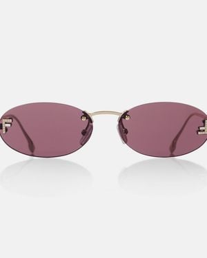Fendi First Crystal Oval Sunglasses - Purple