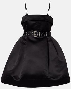 Ganni Belted Satin Minidress - Black