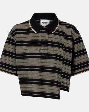 Isabel Marant Isalyne Striped Cotton Polo Shirt - Black