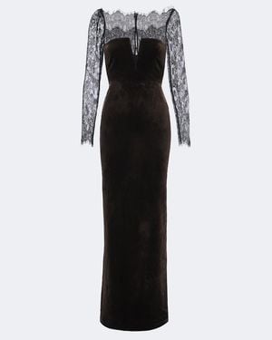Roland Mouret Lace-Trimmed Velvet Gown - Black