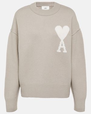 Ami Paris Pullover Ami de Cour aus Schurwolle - Grau