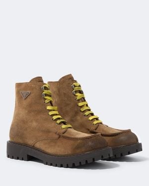 Prada Botas Con Cordones De Ante - Marrón