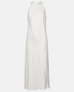 Galvan London Bridal Sienna Satin Midi Dress - White