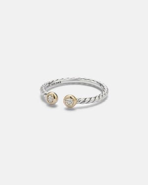 David Yurman Ring Cable Collectibles Cable Open Aus Sterlingsilber Mit 14Kt Gelbgold Und Diamanten - Weiß