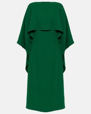 Valentino Caped Silk Crepe Midi Dress - Green