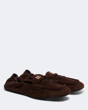 Miu Miu Mocassins En Daim - Marron
