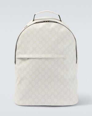Gucci Mochila Medium De Lona Gg - Blanco
