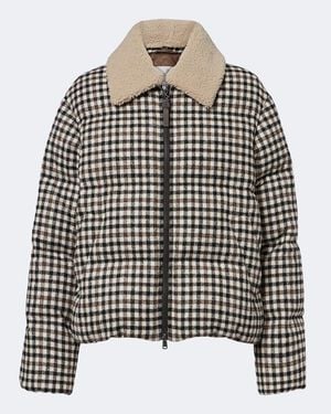 Brunello Cucinelli Checked Alpaca And Wool-Blend Down Jacket - Black