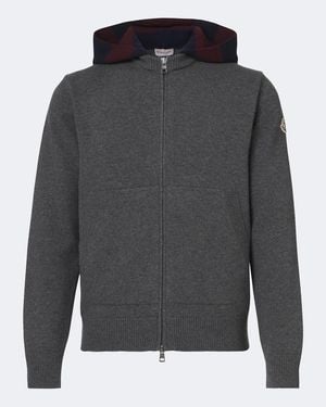 Moncler Kapuzenjacke Aus Wolle Und Kaschmir - Grau