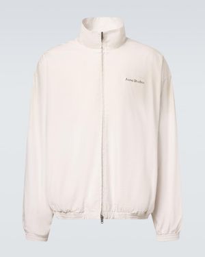 Acne Studios Logo Cotton Poplin Bomber Jacket - Natural