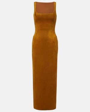 Alaïa Midikleid Aus Samt - Braun