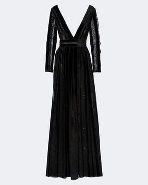 Costarellos Malena Sequined Lace And Velvet Gown - Black