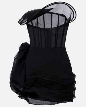 Magda Butrym Floral-Applique Tulle Corset Dress - Black