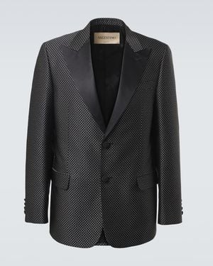 Valentino Polka-Dot Jacquard Tuxedo Jacket - Black