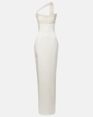 The New Arrivals Ilkyaz Ozel Julietta Scarf-Detail Silk Gown - White