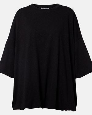 Acne Studios Eniko Logo Gathered Cotton-Blend Jersey T-Shirt - Black