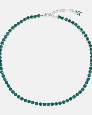 AMINA MUADDI Tennis Crystal-Embellished Necklace - Green